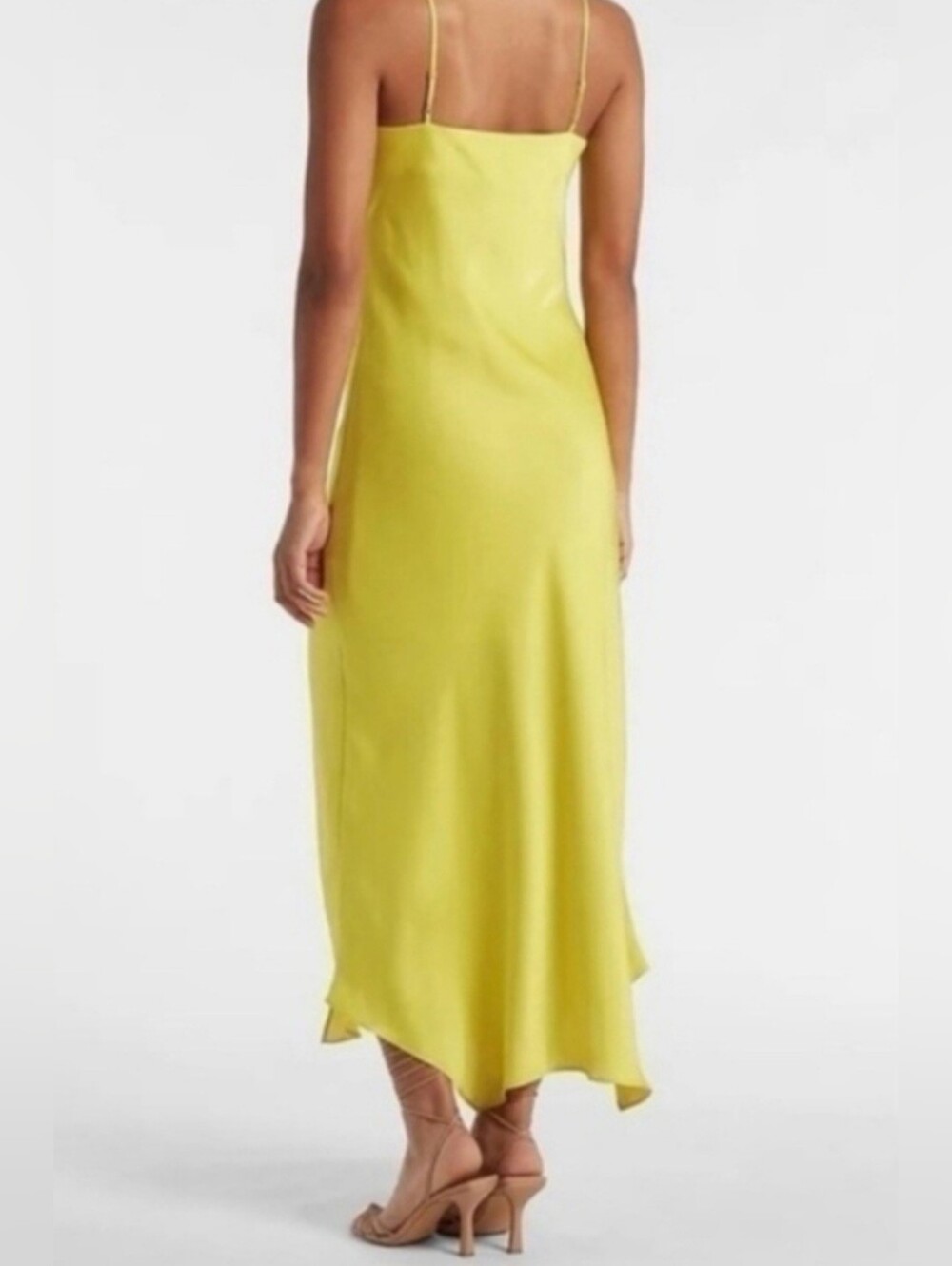 Express Lemon Yellow Satin Maxi Dress - Picture 2 of 6